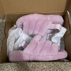 Pink UGG Fur Slides (9W)